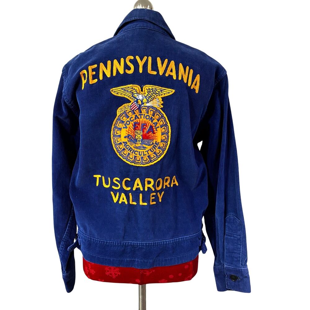 Vintage FFA Royal Blue Corduroy Jacket Size 40 Tuscarora PA 1963-4 President